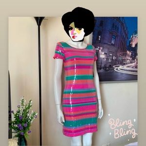 NWT LAUNDRY BY SHELLI SEGAL - SEQUINNED COCKTAIL DRESS EVENING MERMAID